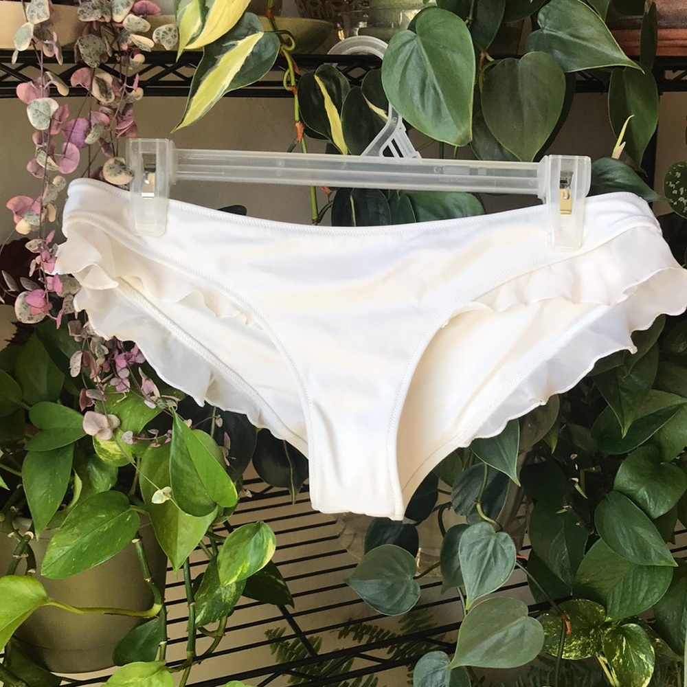 White Ruffled Victoria’s Secret Swim Bikini Bottom